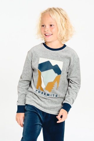 Pijama de terciopelo - Gris jaspeado - Okaïdi