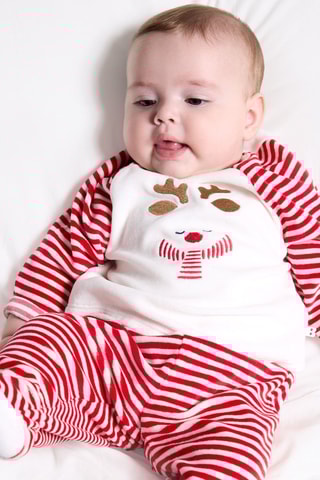 Pijama de terciopelo - Rojo y blanco - Obaïbi