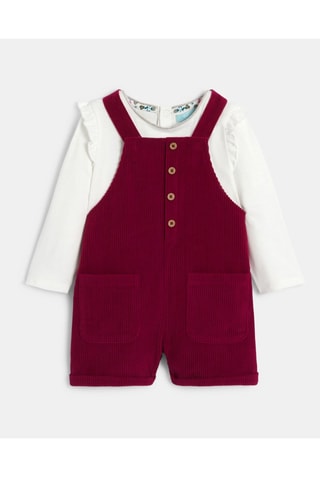 Camiseta y peto corto de terciopelo - Rosa - Obaïbi