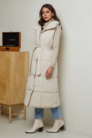Lange Bodywarmer  - Beige