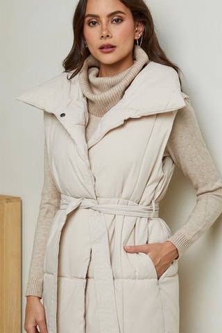 Lange Bodywarmer  - Beige