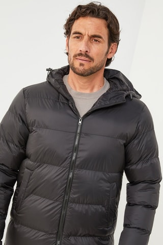 Doudoune droite à capuche  - Noir