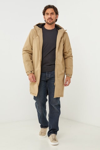 Parka droite à capuche  - Beige