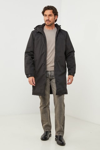 Parka droite à capuche  - Noir