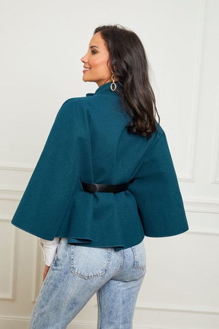 Manteau cape droit  - Bleu