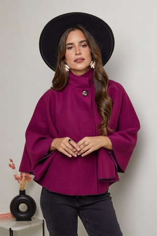 Manteau cape droit  - Rouge