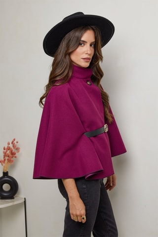 Manteau cape droit  - Rouge