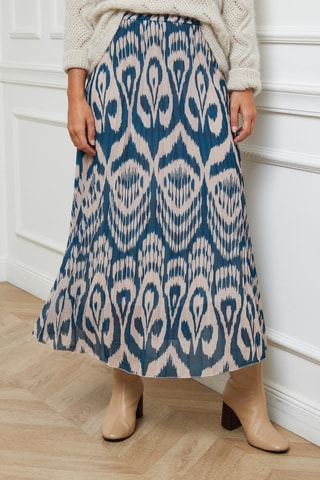 Lange Plissérok Hoge Taille  - Pauwblauw