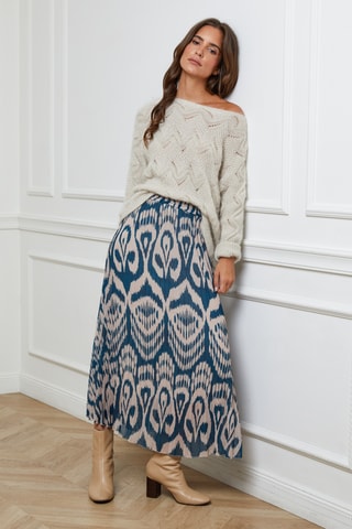 Lange Plissérok Hoge Taille  - Pauwblauw