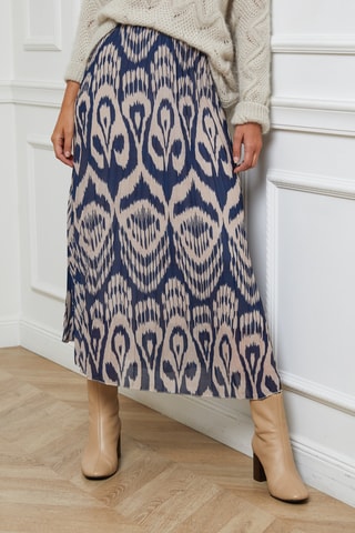 Lange Plissérok Hoge Taille  - Marineblauw