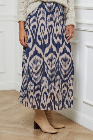 Lange Plissérok Hoge Taille  - Marineblauw