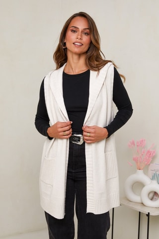 Lang Mouwloos Vest  - Wit