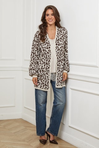 Lang Vest  - Wit en bruin