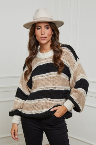 Trui  - Wit, zwart en beige