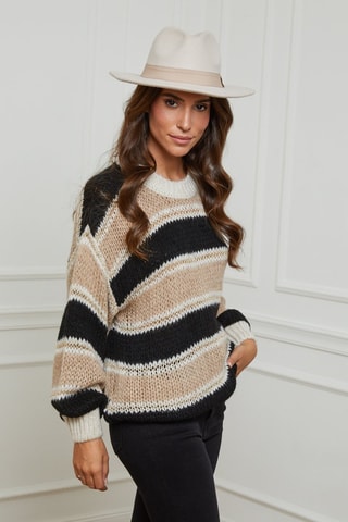 Trui  - Wit, zwart en beige