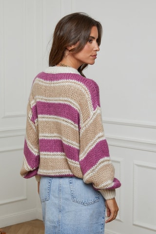 Trui  - Wit, beige en roze