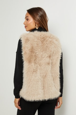 Veste droite sans manches  - Beige