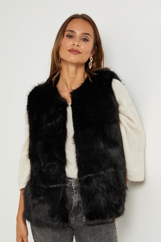 Veste droite sans manches  - Noir