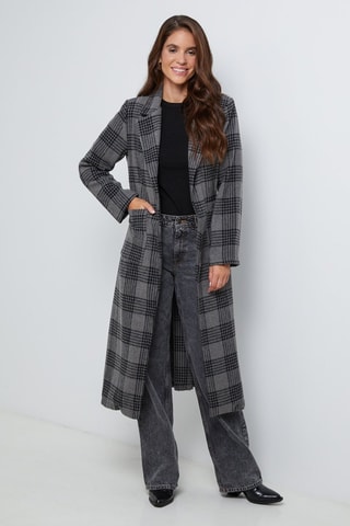 Manteau droit  - Noir, motifs et gris