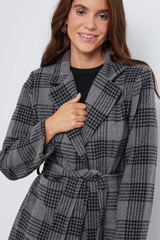 Manteau droit  - Noir, motifs et gris