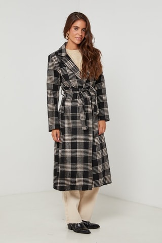 Manteau droit  - Blanc, carreaux et noir