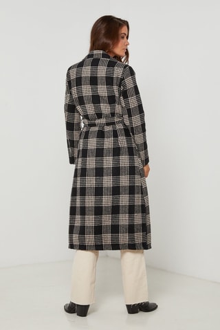 Manteau droit  - Blanc, carreaux et noir