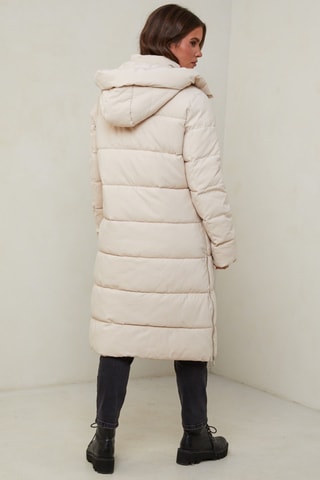 Gewatteerde Jas met Capuchon  - Ecru
