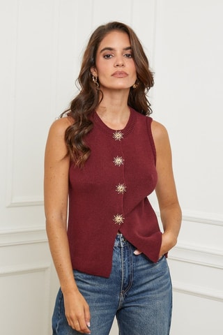 Mouwloos Vest  - Bordeauxrood
