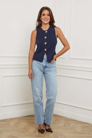 Mouwloos Vest  - Marineblauw