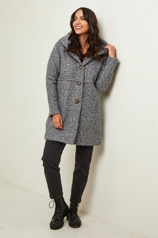 Manteau droit à capuche - Gris