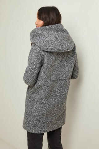 Manteau droit à capuche - Gris