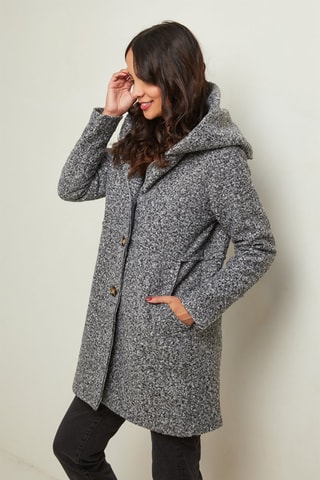 Manteau droit à capuche - Gris
