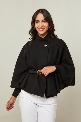 Manteau cape droit  - Noir
