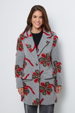 Manteau droit  - Rouge, gris et noir