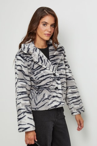 Veste droite  - Blanc, noir et gris