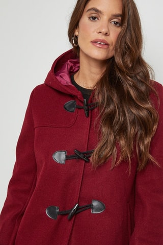 Duffle-coat à capuche trapèze - Bordeaux