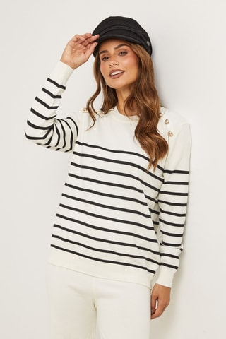 Trui  - Wit, zwart en beige