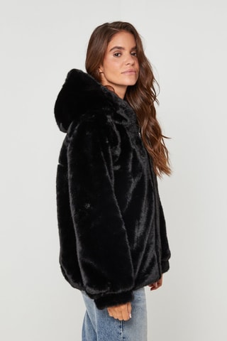 Veste droite à capuche  - Noir