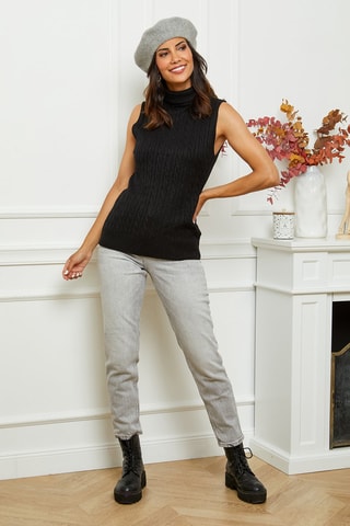 Mouwloze Trui  - Zwart