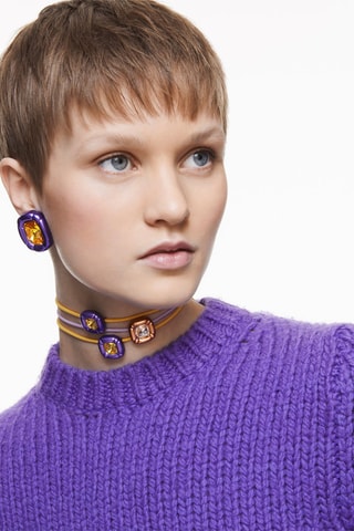 Orecchini con cristalli Swarovski Dulcis - Viola e giallo