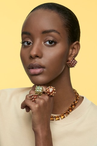 Anello con cristalli Swarovski - Placcato oro giallo