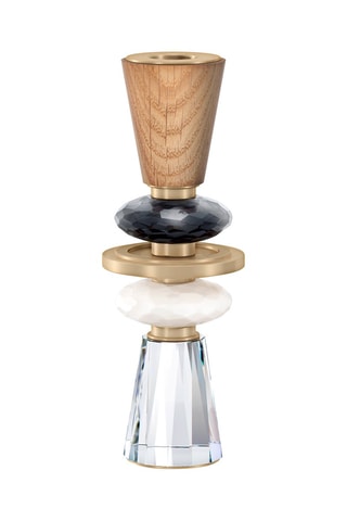 Portacandele con cristalli Swarovski - 19 x 7 x 7 cm - Marrone