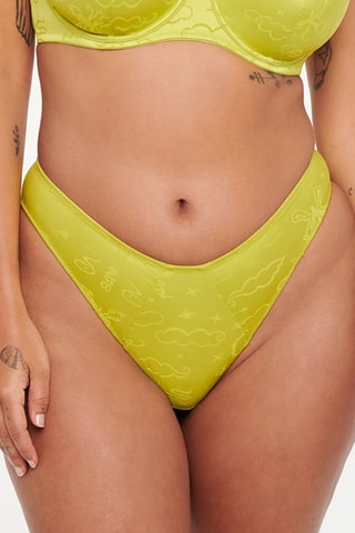 Satijnen Tanga Hoge Taille Heavenly Satin - Geel