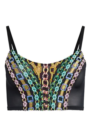 Crop Top Chained In Lace - Zwart