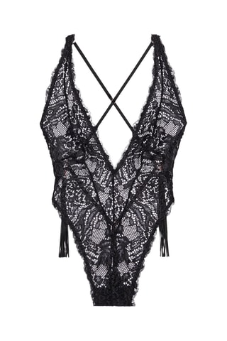 Stringbodysuit Alien Animal Teddy - Zwart