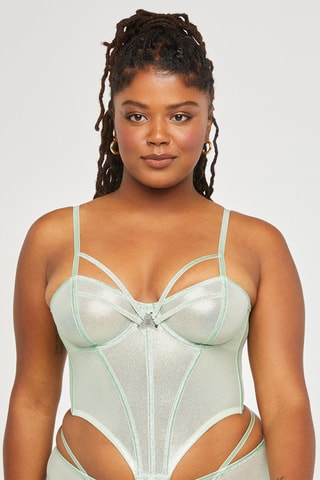 Satijnen Tangabodysuit Going Platinum - Groen