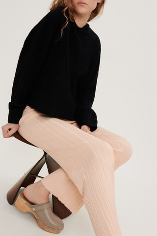 Pantalon wide legs taille haute - Rose