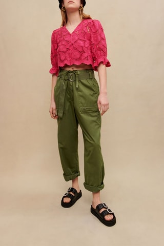 Pantalon taille haute - Kaki