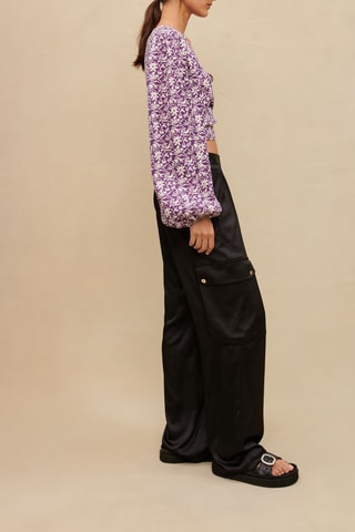 Top en lin - Violet et blanc