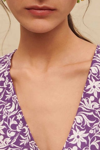 Top en lin - Violet et blanc